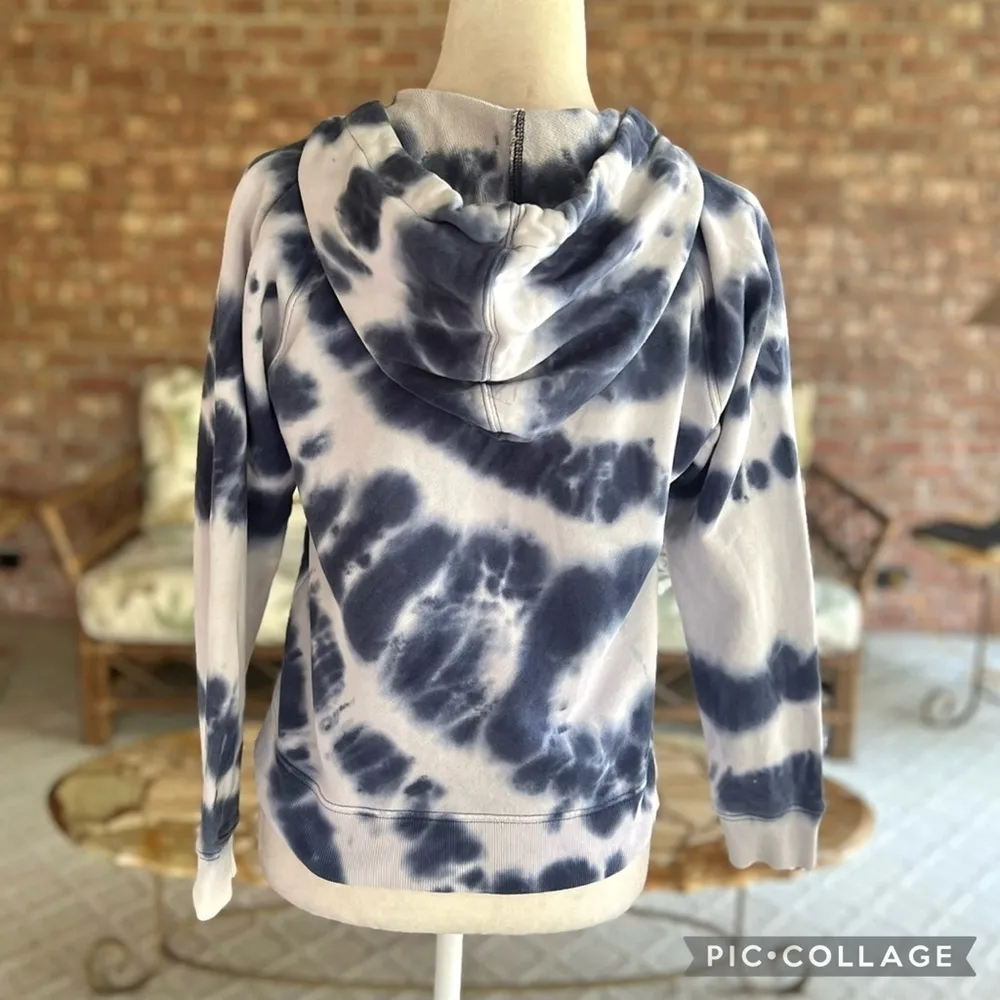 J. Crew Sweatshirt Blue Tie Dye Hooded Terry Cloth Cotton S Boho Streetwear - Image 9