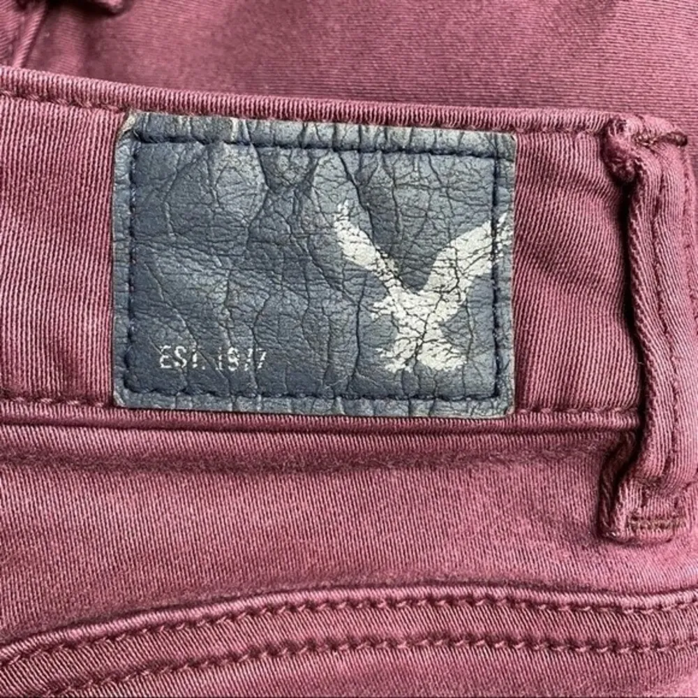 American Eagle Shorts Hi-Rise Shortie Burgundy Brushed Twill Women’s Size 4 - Image 6