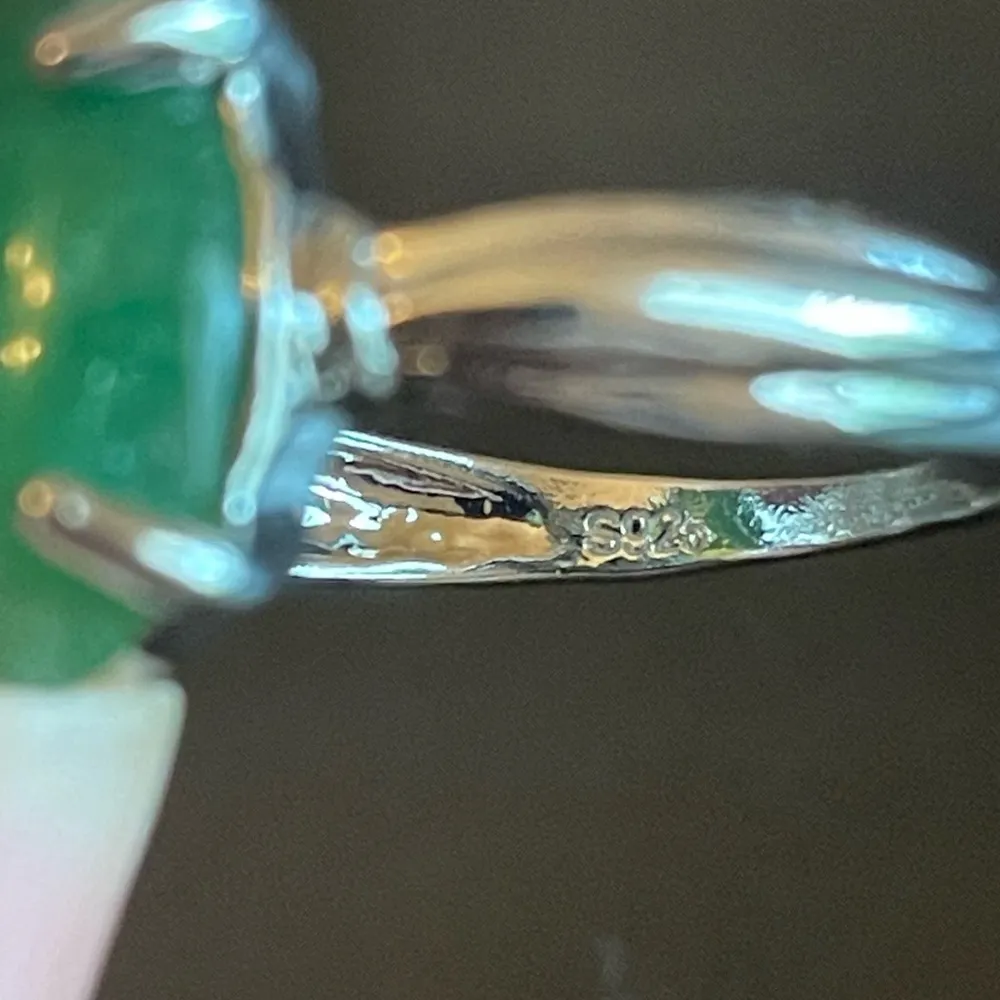Green jade stone ring size 9 - Image 9