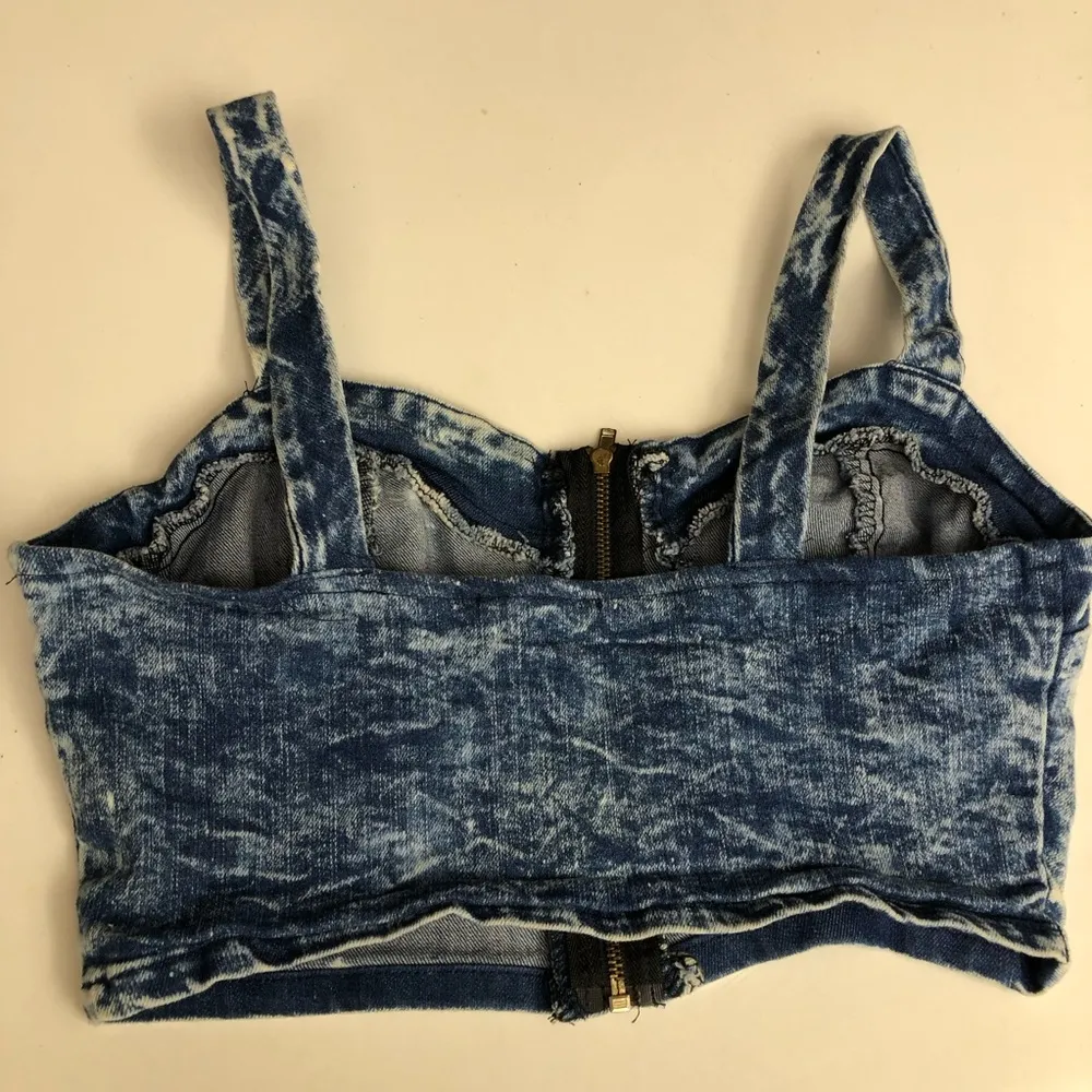 Zip Front Denim Blue Bustier S - Image 4