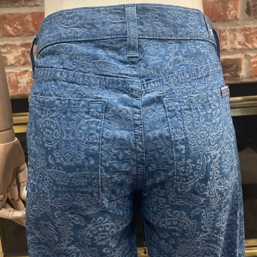 NWOT 7 For All Mankind printed paisley skinny blue jeans / size 24 - Image 7