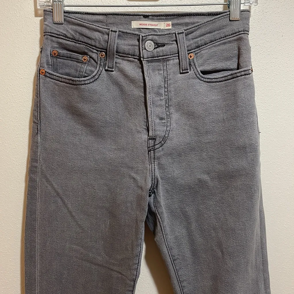 Levi's Wedgie Straight Leg Fit Denim Jeans in Cosmic Comet Grey Gray Size 26 - Image 8