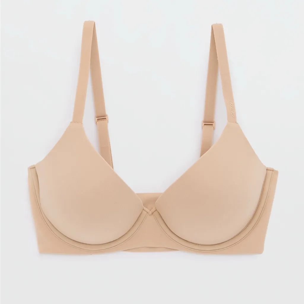 AERIE Smoothez Pull On Push Up Plunge Bra in Sand Tan Beige Size 32A NWT - Image 2