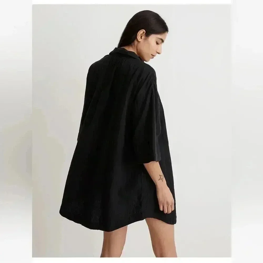 Madewell Lightspun Cover-Up Mini Shirtdress Black XS NWT - Image 3