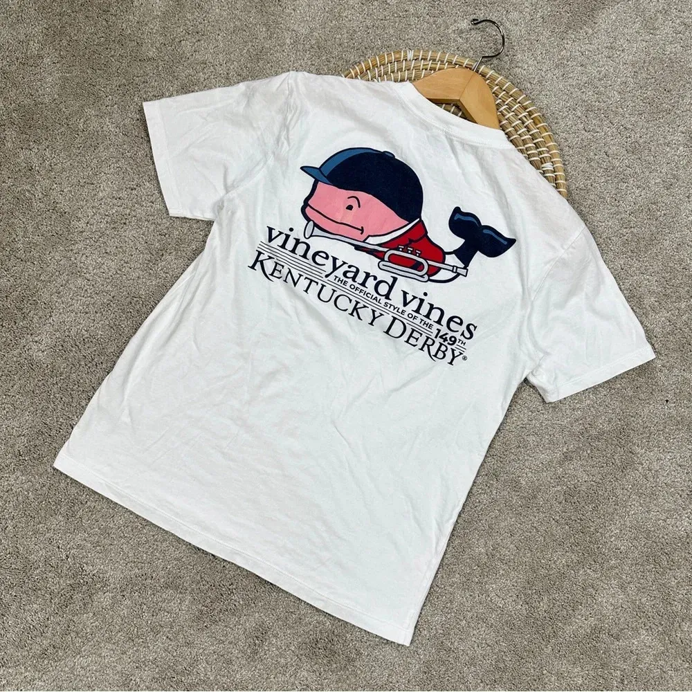 Vineyard Vines Women’s Kentucky Derby White Bugler Whale T-Shirt Size XS - Image 4