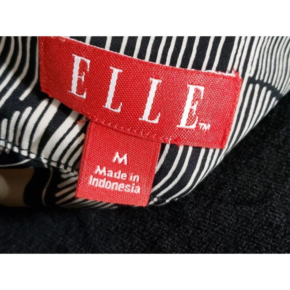 Elle Women Multicolor 100% Polyester Round Neck Short Sleeve Knee Length Dress M - Image 9