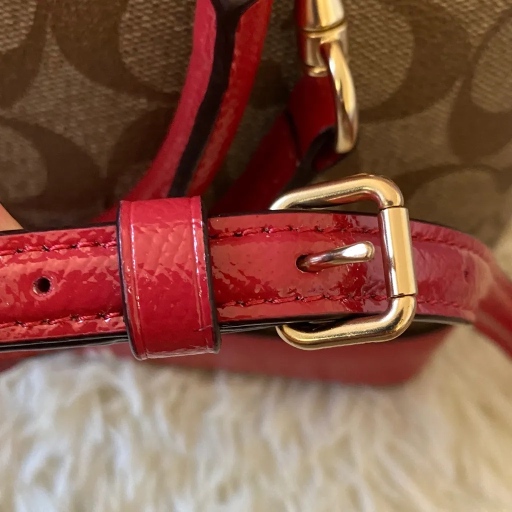 Coach Brown and Red Signature Satchel - Image 10