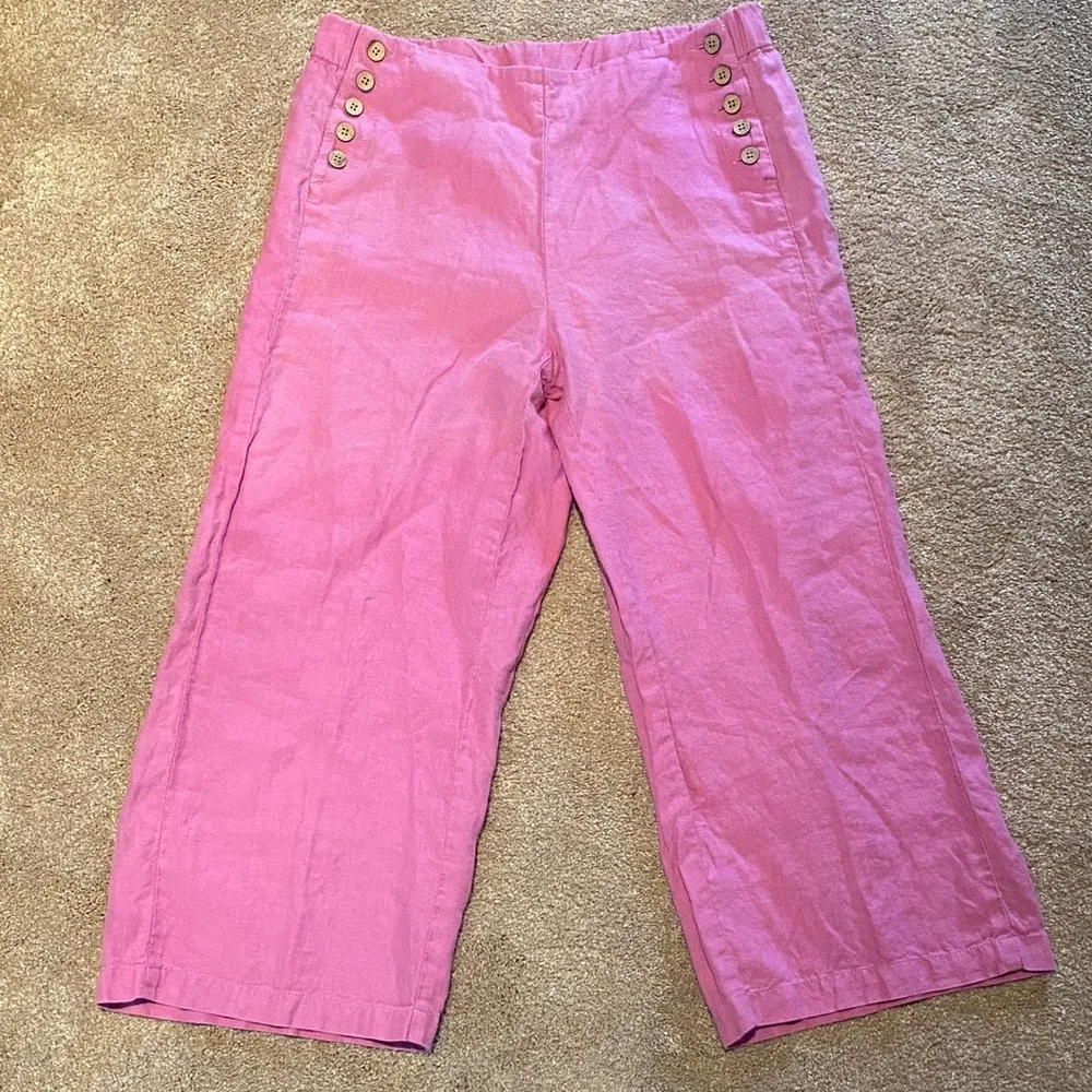 J. Jill Linen Sailor Pant Wide Leg Trouser Sugar Pink Size SP - Image 2