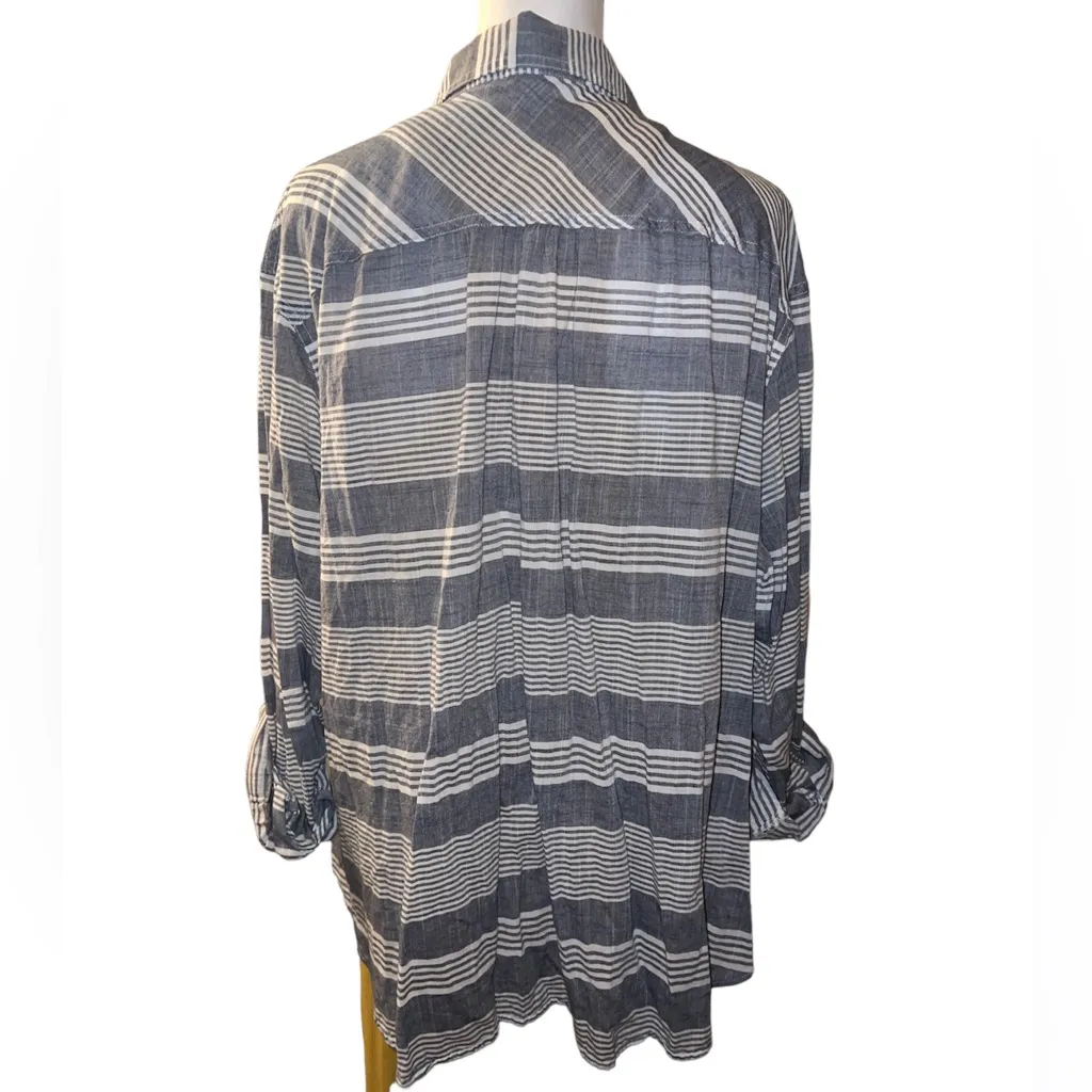 Maurice's Maurice’s🦎Gray Striped Twist Tie Front Button Down - Image 2