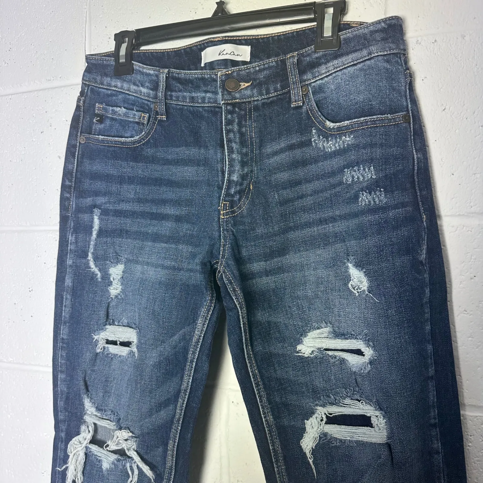 Kancan Jeans Womens 9 28 Dark Wash Distressed Ripped Boyfriend Jeans KC71740 Blue Size undefined - Image 2