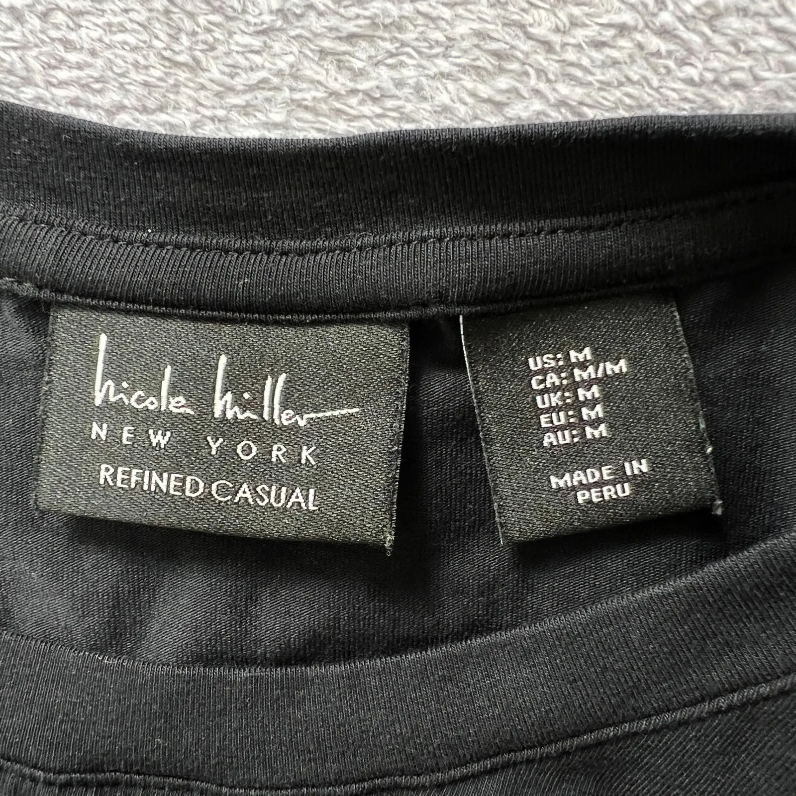 Nicole Miller New York Refined Casual Black Pima Cotton T-Shirt Women's M‎ Peru - Image 4