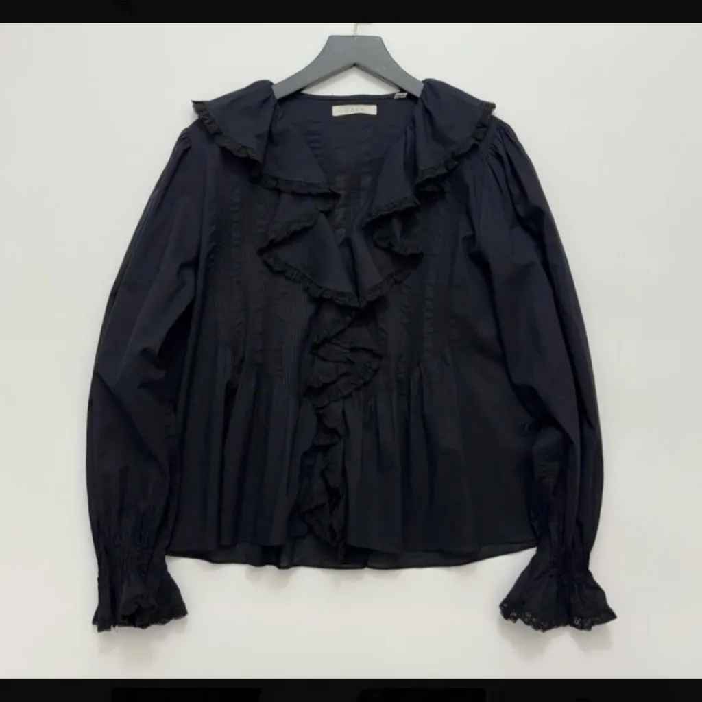 DOEN Elegant Black Ruffled Women's Top S - Image 2
