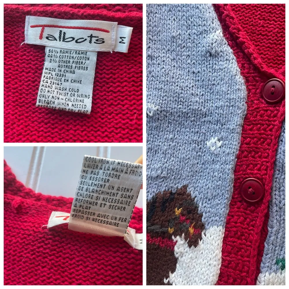 Talbots Christmas Sweater Knit Vest Red Green Size Medium Winter Holiday Novelty - Image 6