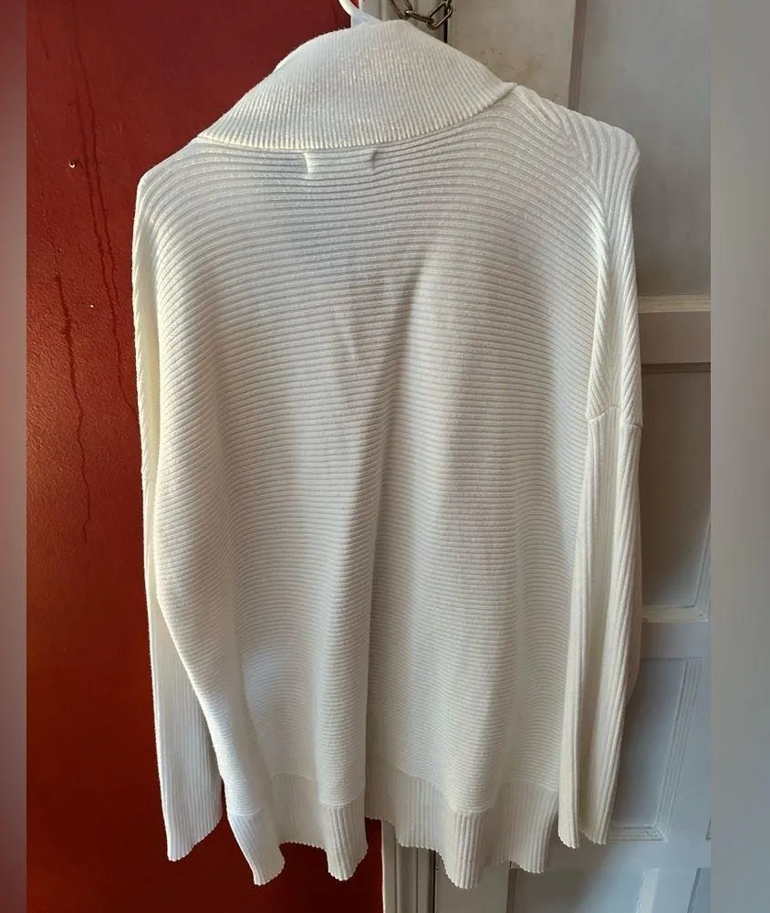 ANRABESS White Sweaters for Women Trendy Oversized Quarter Zip V Neck Size XL - Image 7