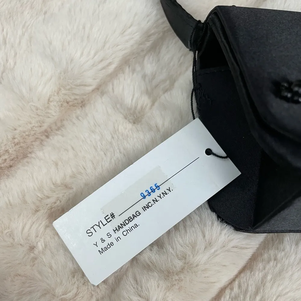 Vintage Black Satin Beaded Flower Mini Purse by Savanna NTW - Image 5