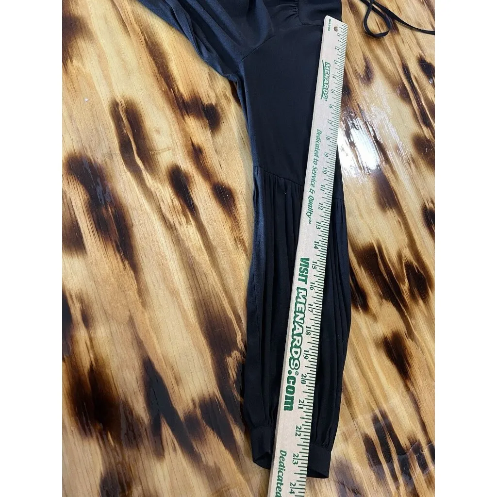 Ro&De Size Small Boho Peasant Ruffle Blouse Top Shirt Tie Keyhole‎ Neck Pleats Black - Image 7