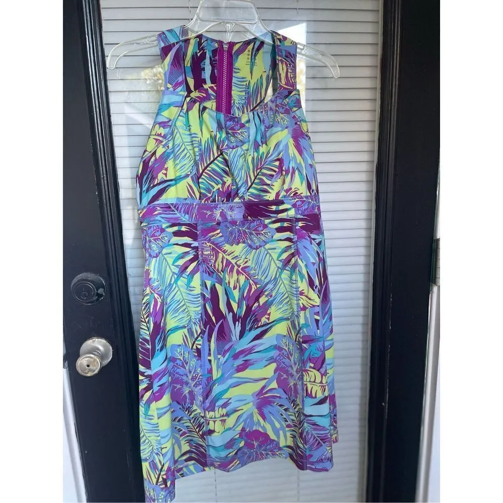 Title Nine Sleeveless active wear Sports Dress padded bra Tropical Palm Size 8 - Image 9