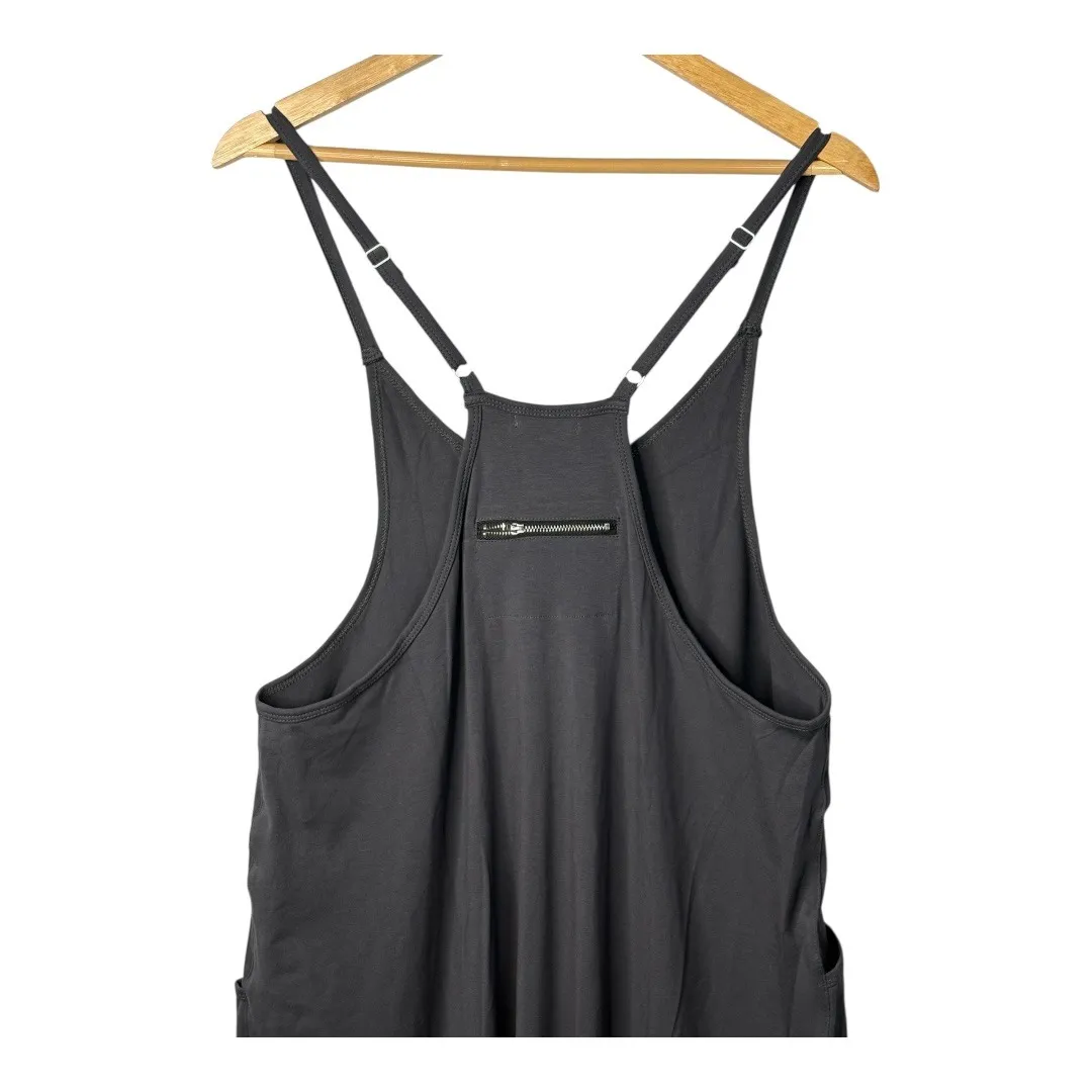 Jumpsuit Spaghetti Strap Casual Loose Fit Overalls Romper Gray Women Size Medium - Image 6