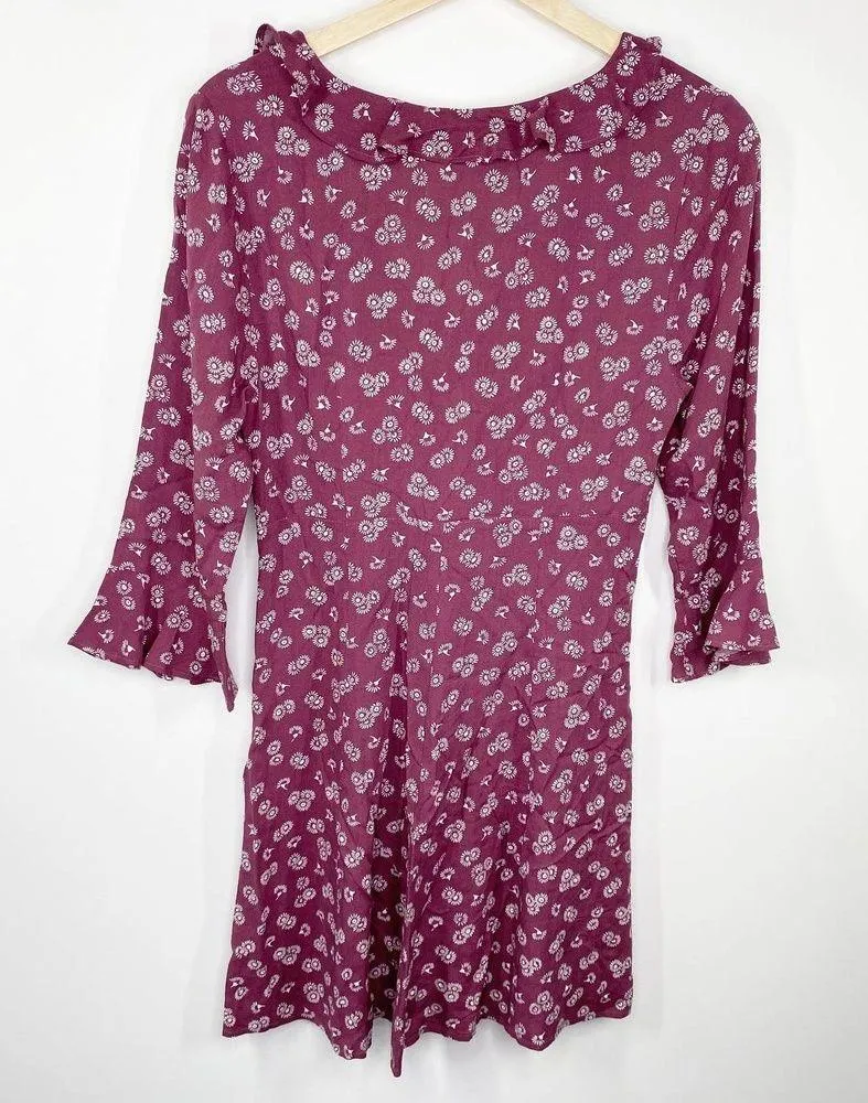 Auguste The Label Mae Devine Burgundy Purple Floral Mini Dress Womens Size 4 NWT - Image 3