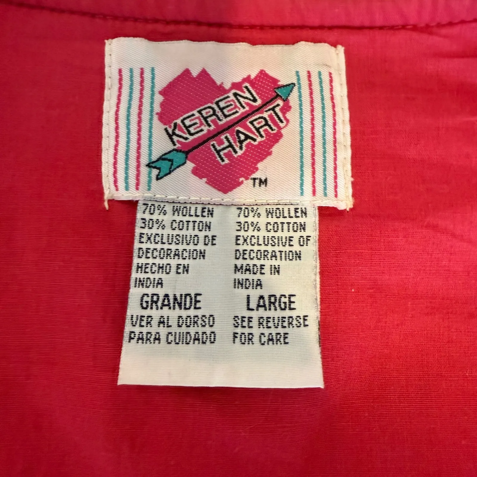 Keren Hart Vintage Christmas‎ Vest Patchwork Holiday Gingerbread Stars Women's L Red Size L - Image 2