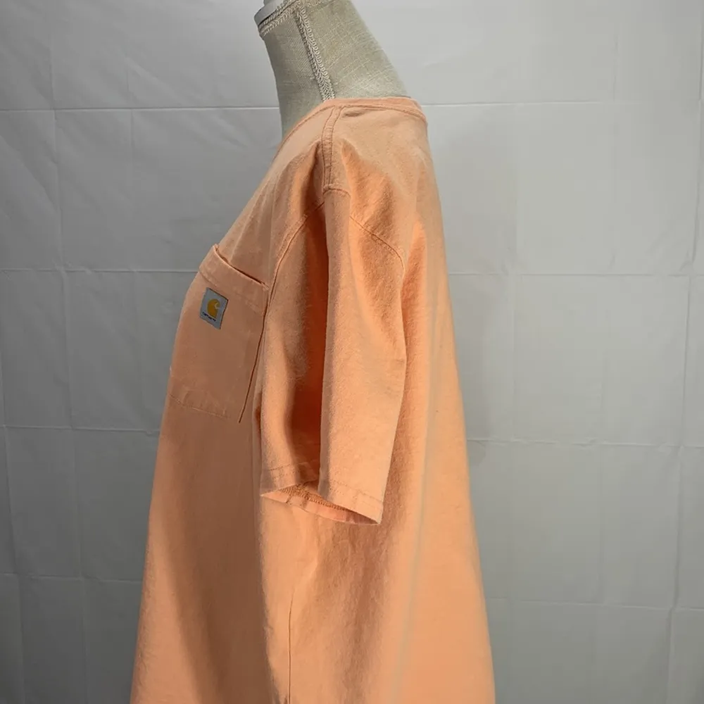 Carhartt Loose Fit Light Orange Peach Workwear Crew neck Pocket Tee Size… - Image 6