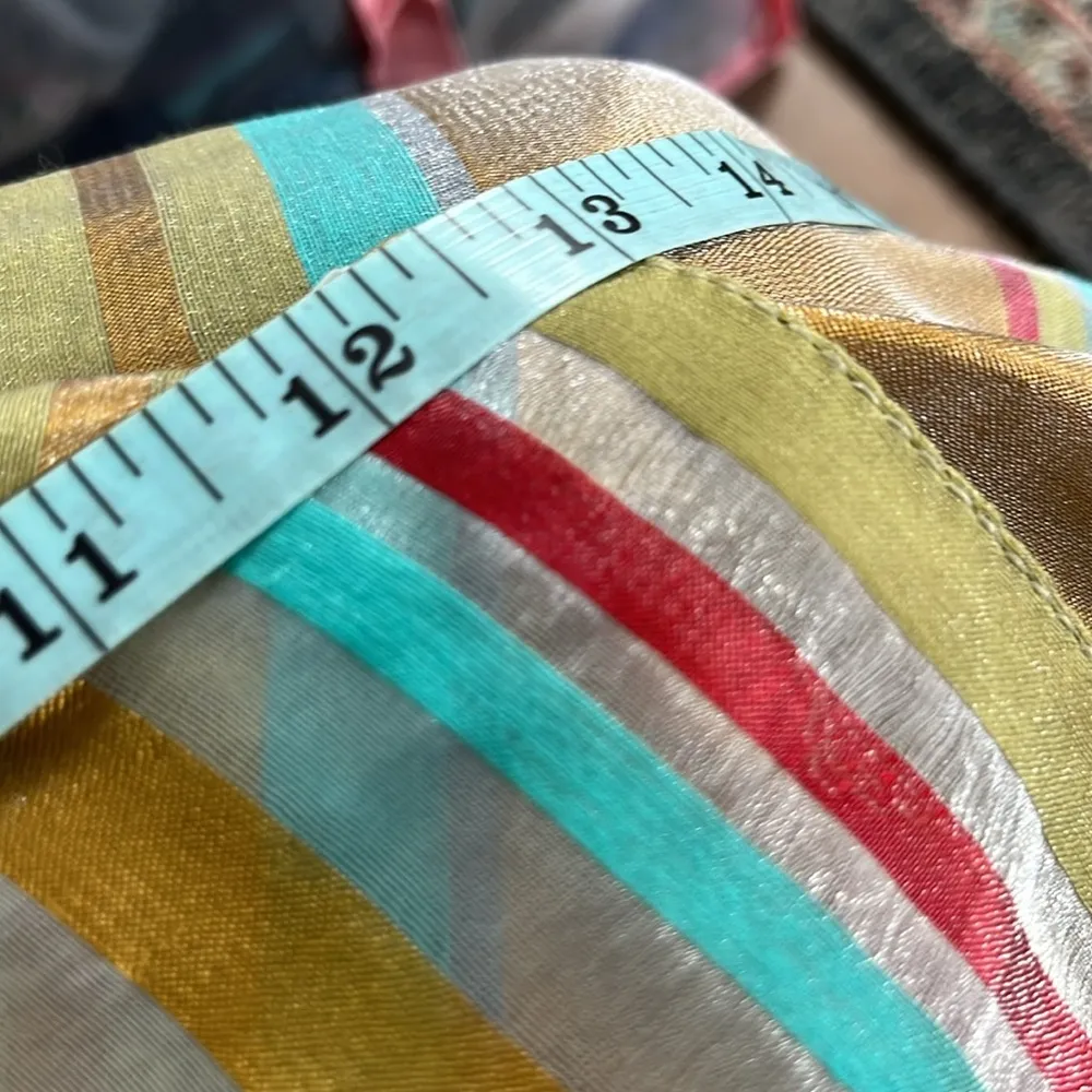 Women’s Italian Striped Cotton Blend Metallic Oversized Thread Scarf Blue - Image 9