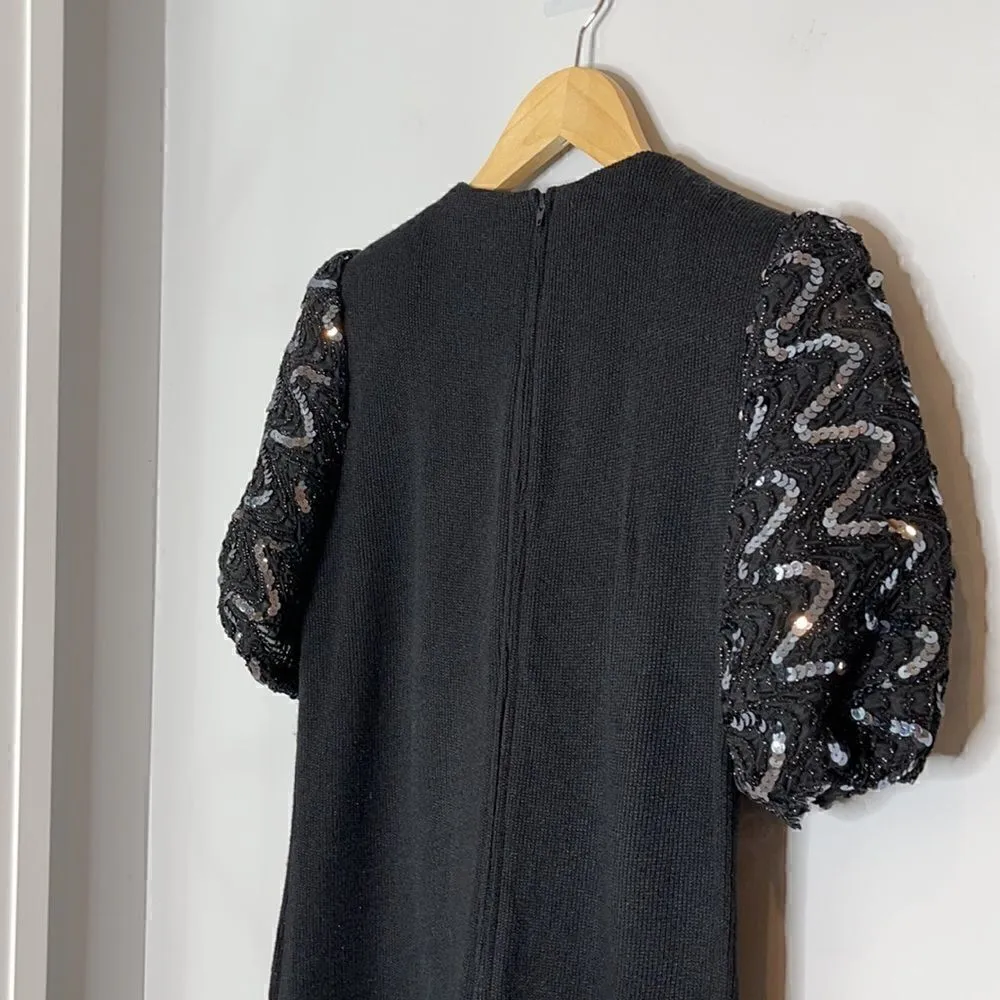 Vintage 80’s Leslie Fay Sequin Puff Sleeve Midi Dress - Image 7