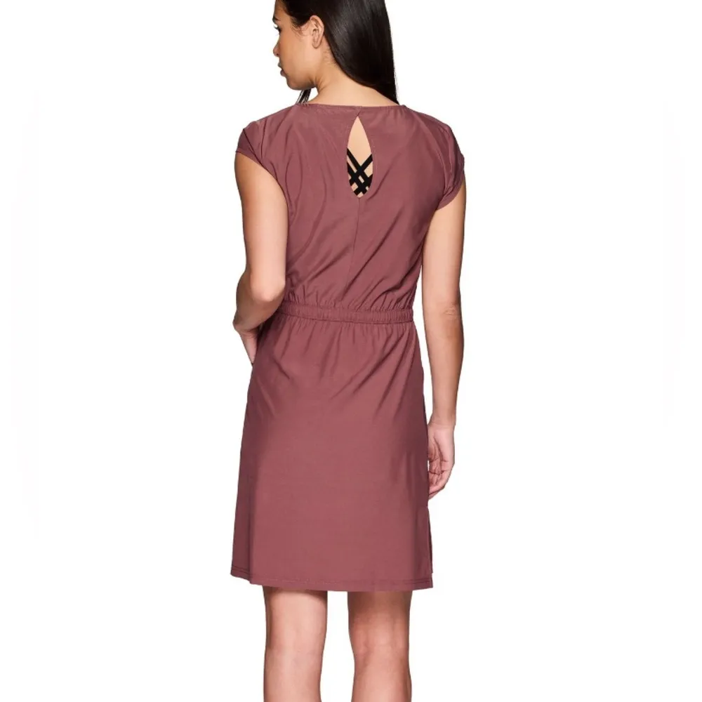 Avalanche Women's Drawstring Waist Short Sleeve Woven Dress With Pockets size L - Image 2