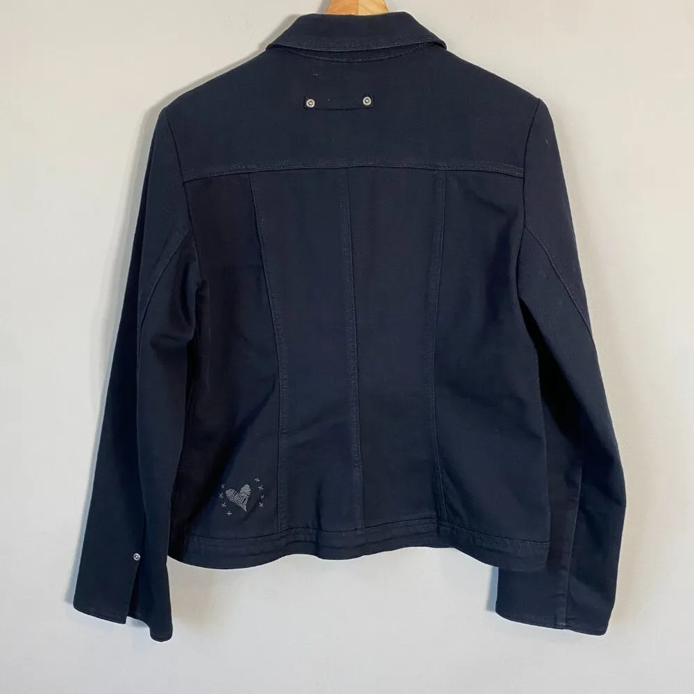 NWOT Brighton Embroidered Denim Jean Jacket Women's S/M* Black Bedazzled Hearts - Image 9