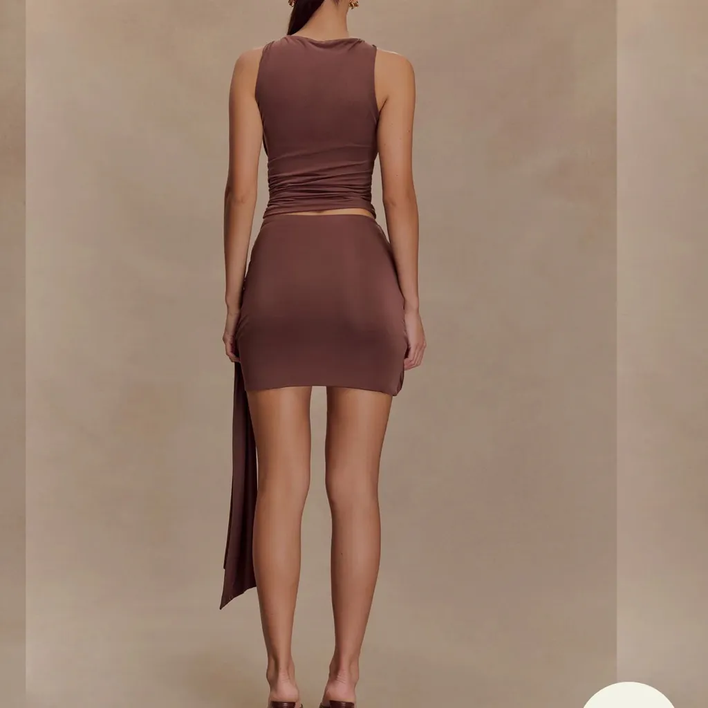 Meshki - Alicent Slinky Beaded Mini Skirt - Chocolate - Image 5