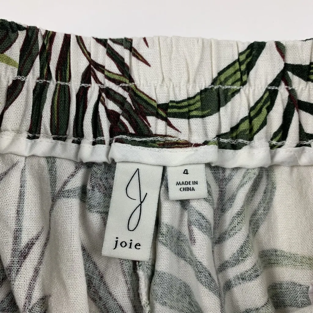 Joie Palm Print Linen Blend Wide Leg Cropped Pant 4 - Image 4