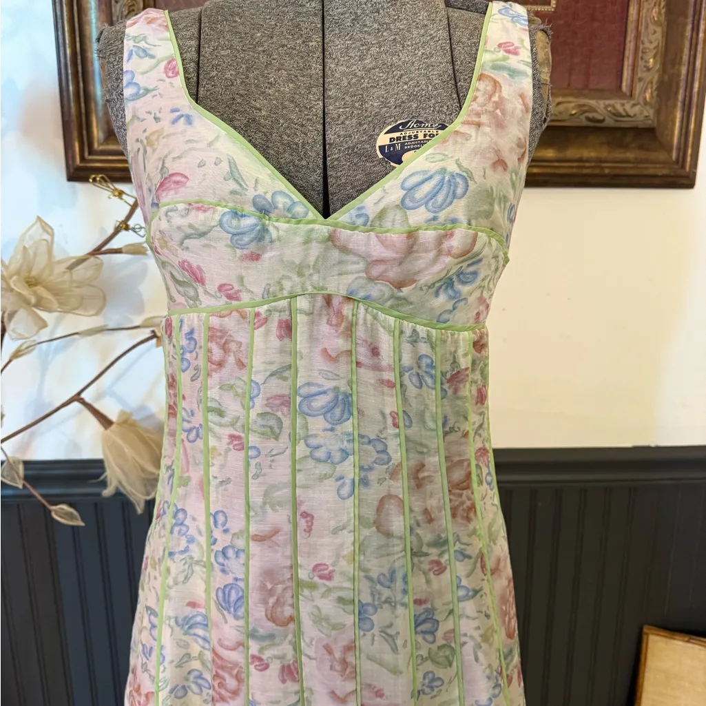 NWT Aqua Floral Seamed Open Tie Back Midi Dress ~ Size Small 🧡🍄 - Image 5