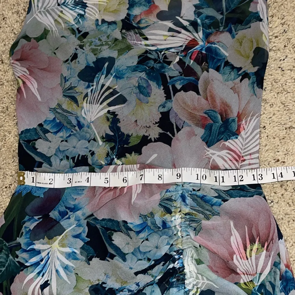 SAU LEE SAULEE Frieda Floral Midi Dress in Blue Multi Print Cowl Neckline Size 4 - Image 5