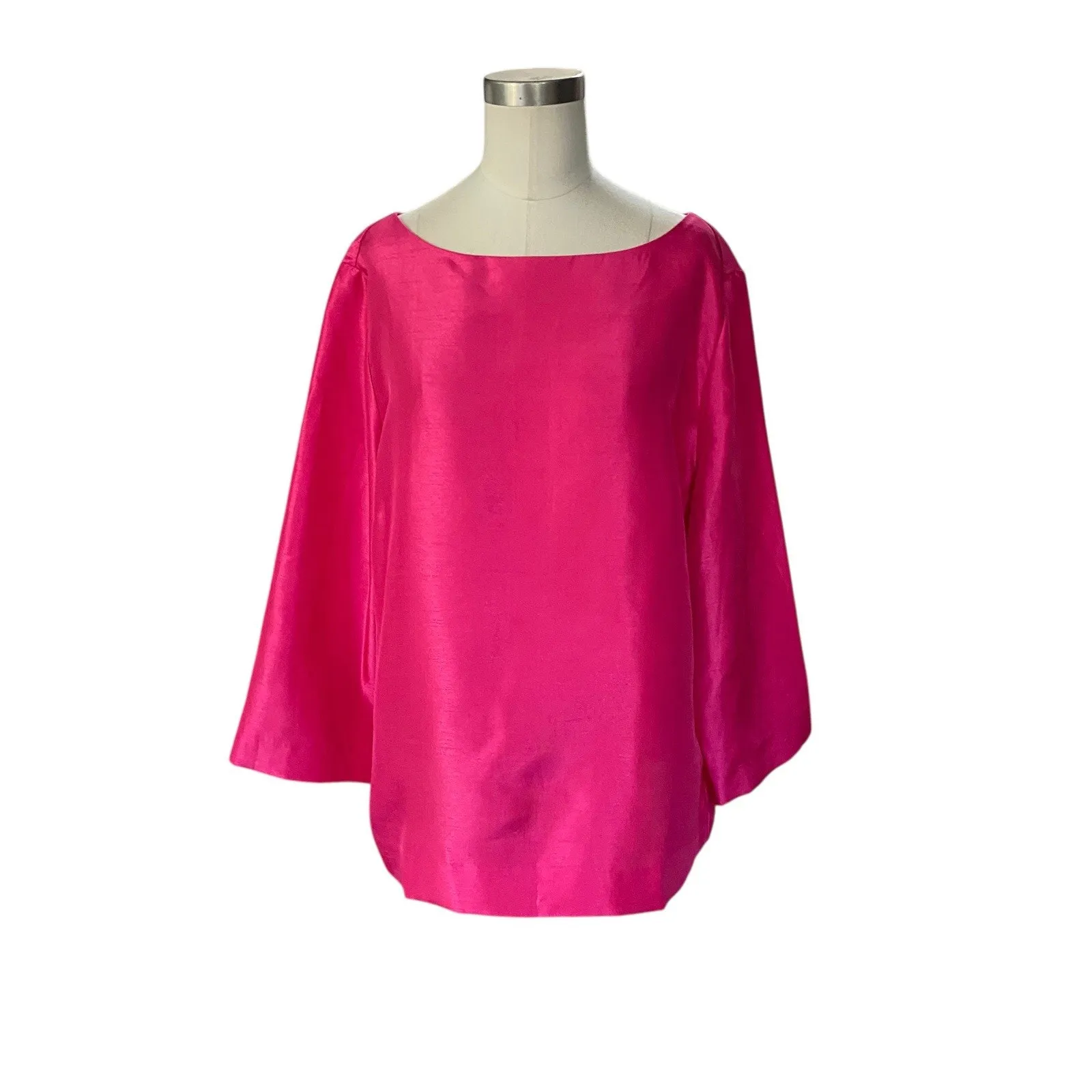 CHICO’S Size 2 (L, 12/14) Fuchsia Pink Boat Neck 3/4 Sleeve Blouse Top NYE - Image 10