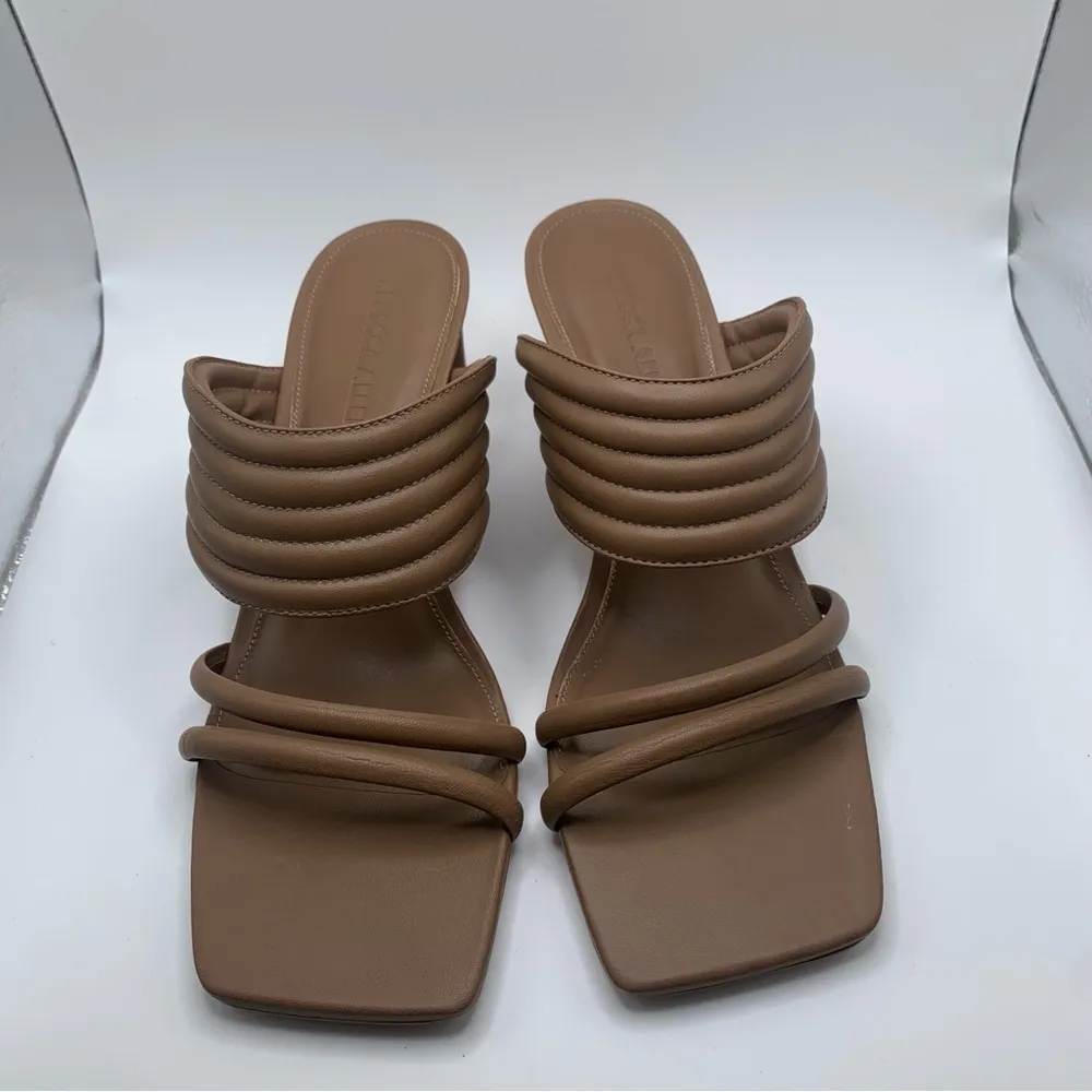 NWB Rebecca Allen Women's The Pillow Heeled Slide Sandal Nude Leather Size 10.5M - Image 6