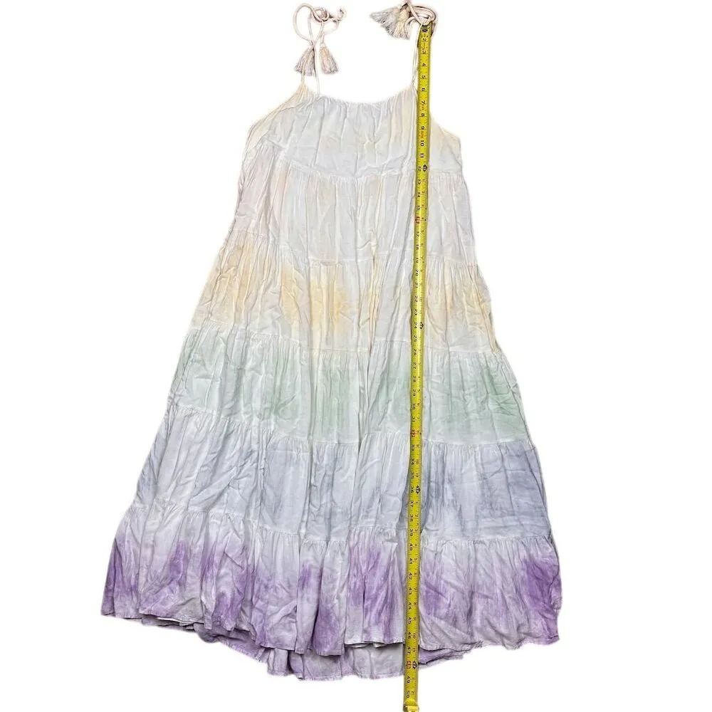 Storia Women's Ruffle Tiered Ombre Tie Dye Midi Dress Multicolor Size S - Image 6