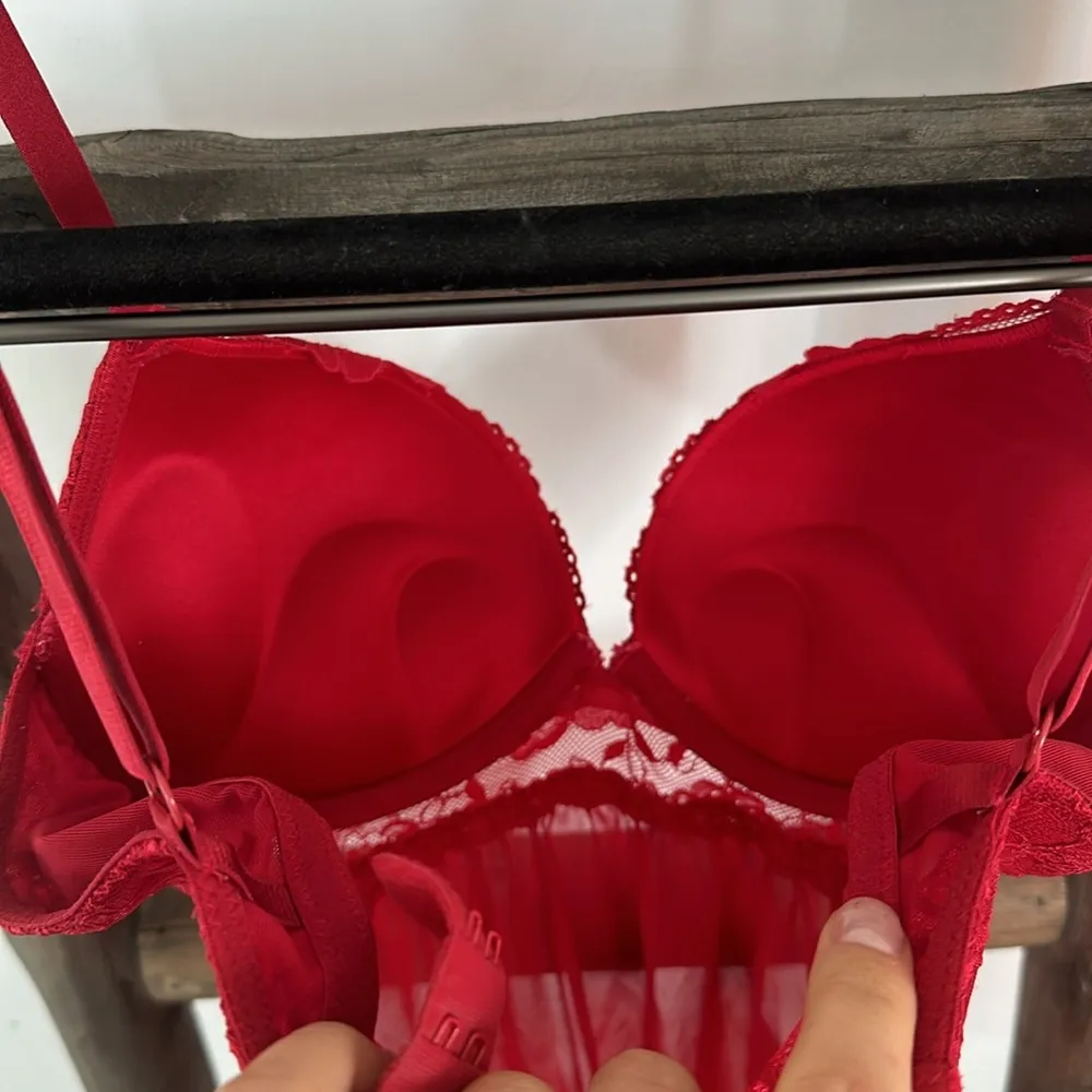 H&M Red Babydoll Intimate Sleepwear Extra Push Up Bra / Size 6 - Image 11