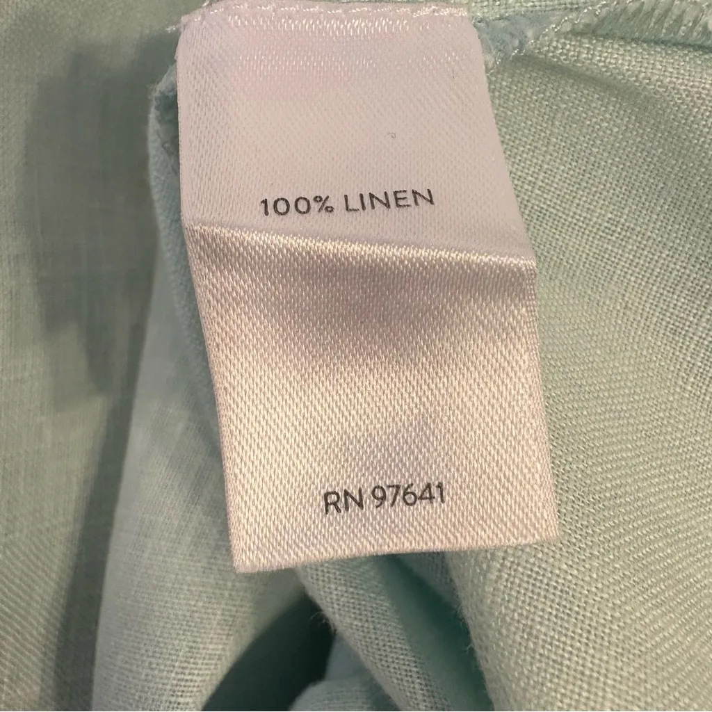 J Jill Love Linen Classic Button Up Shirt Roll Tab Sleeve Lagenlook Sz 3X Green - Image 9