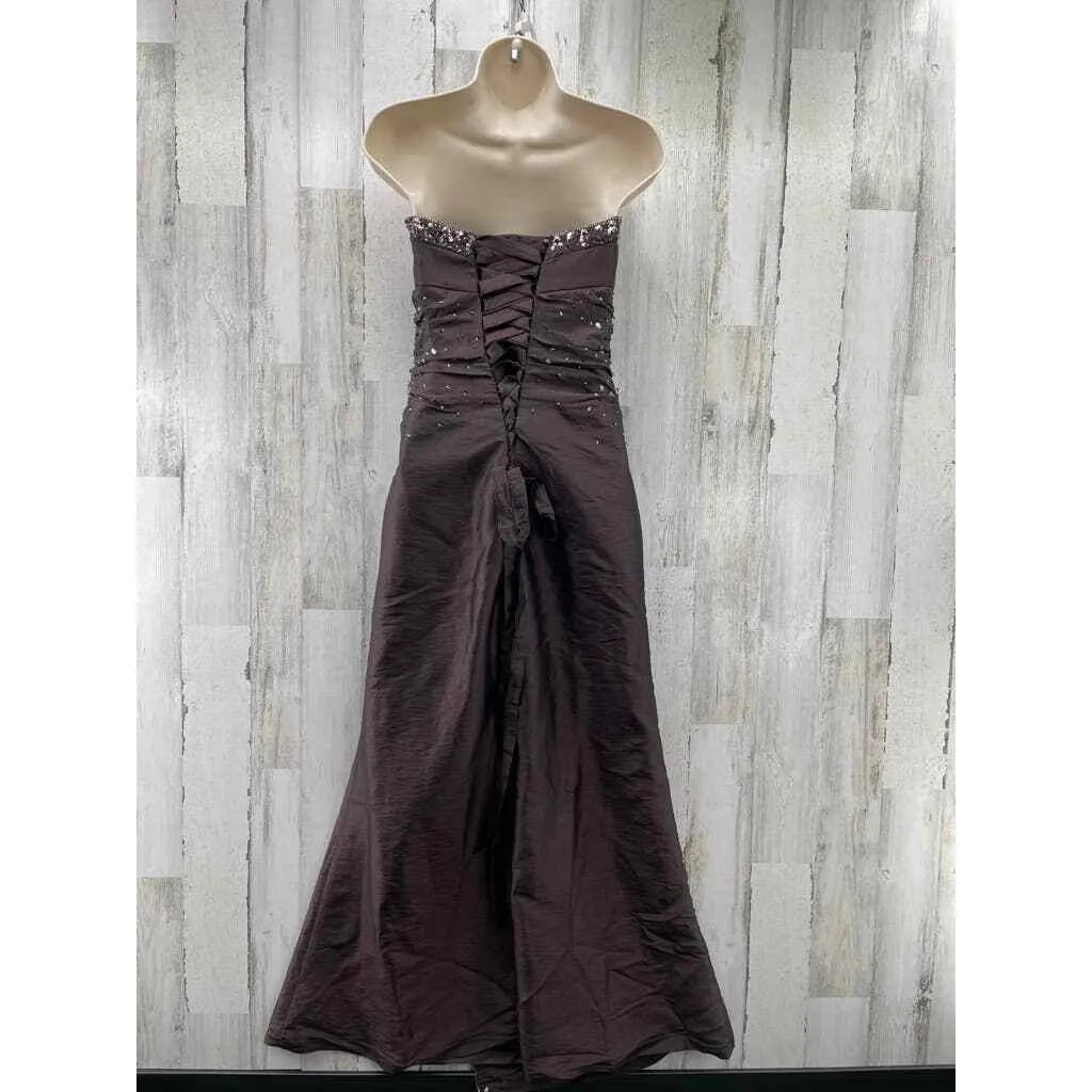 Vintage Y2K Flirt Maggie Sottero Formal Dress Womens 8 Brown Beaded Corset Fairy - Image 6