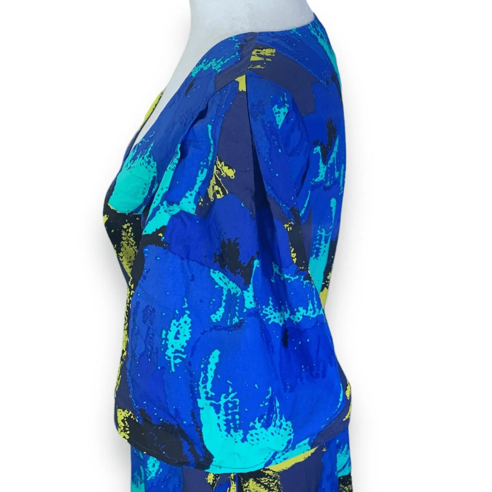 Christopher John Rogers For Target Blue Abstract Deep V Cotton Maxi Dress Size 6 - Image 6
