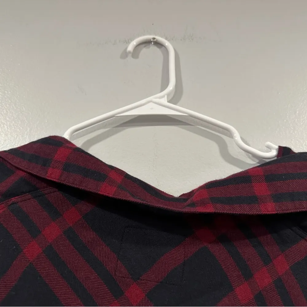 Rails Flannel Black Red Pajamas Button-down Ladies Sleep Top Black Cherry XS - Image 5