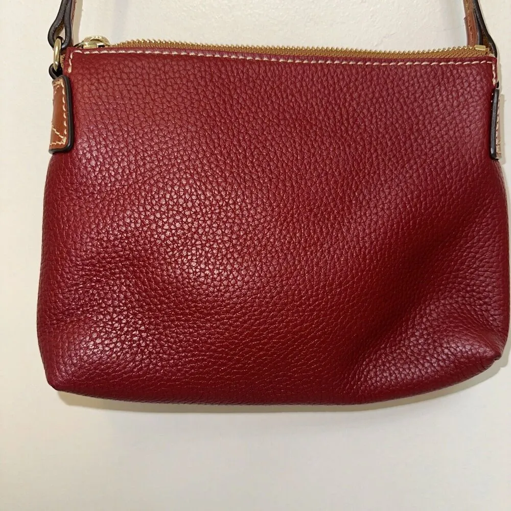 NEW Dooney & Bourke Pebble Leather Ginger Pouchette Crossbody Shoulder Bag Wine - Image 5