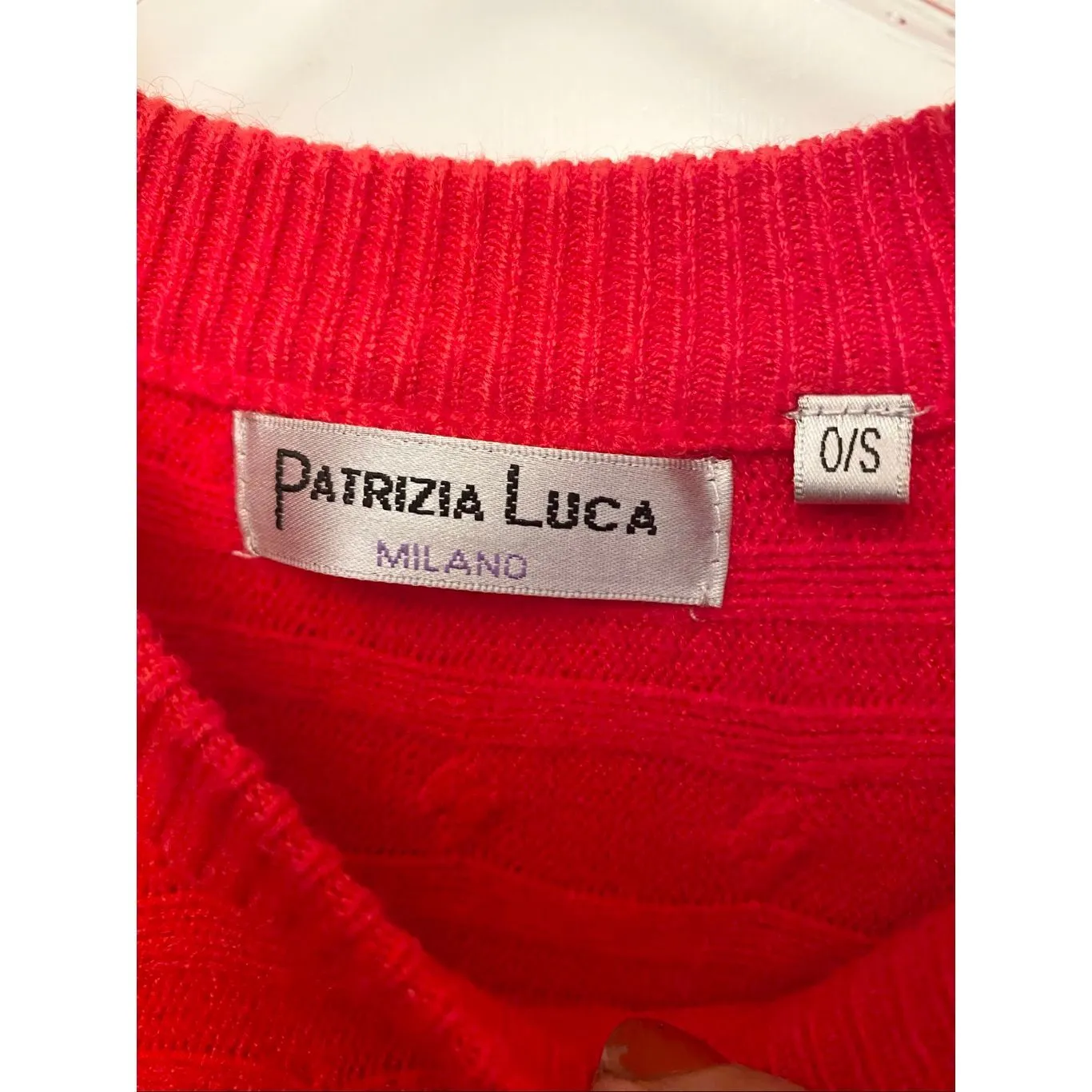 Patrizia Luca Milano Red Cable Knit Poncho sweater O/S - Image 4