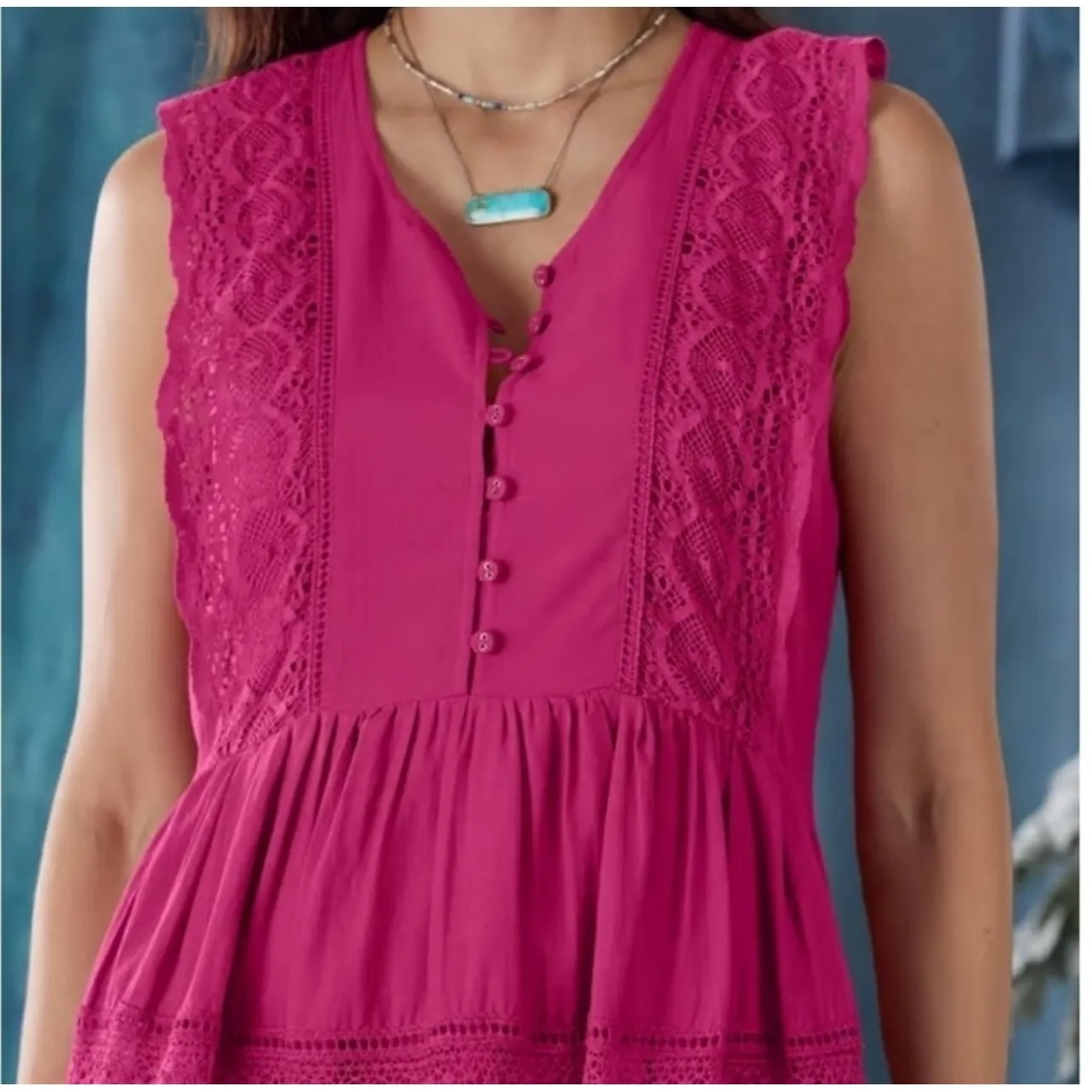 Sundance Womens Bright Tomorrow Western Boho Peasant Lace Crochet Midi‎ Dress - Image 3