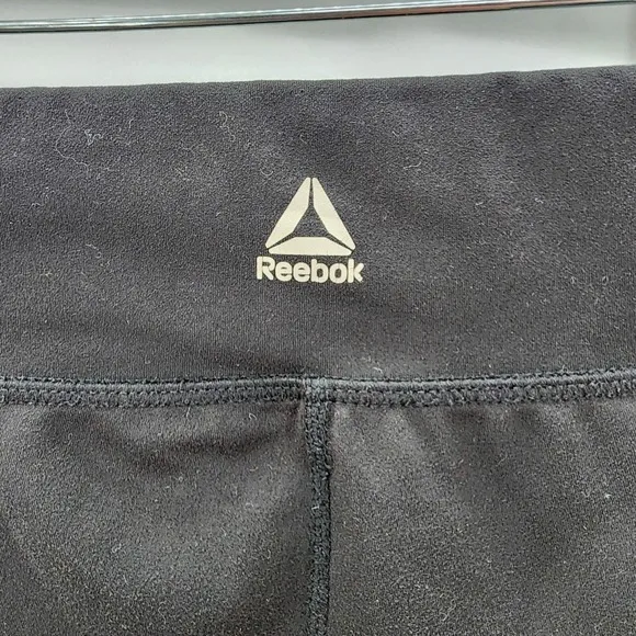 Reebok Black Leggings Sports Crop Ankle Athletic Sports‎ Active Pants L Large - Image 8