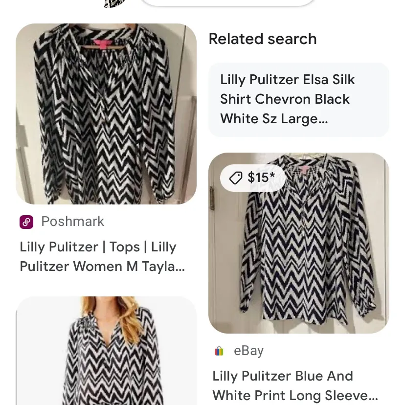 Lilly Pulitzer Elsa chevron black silk blouse pop over Small - Image 4