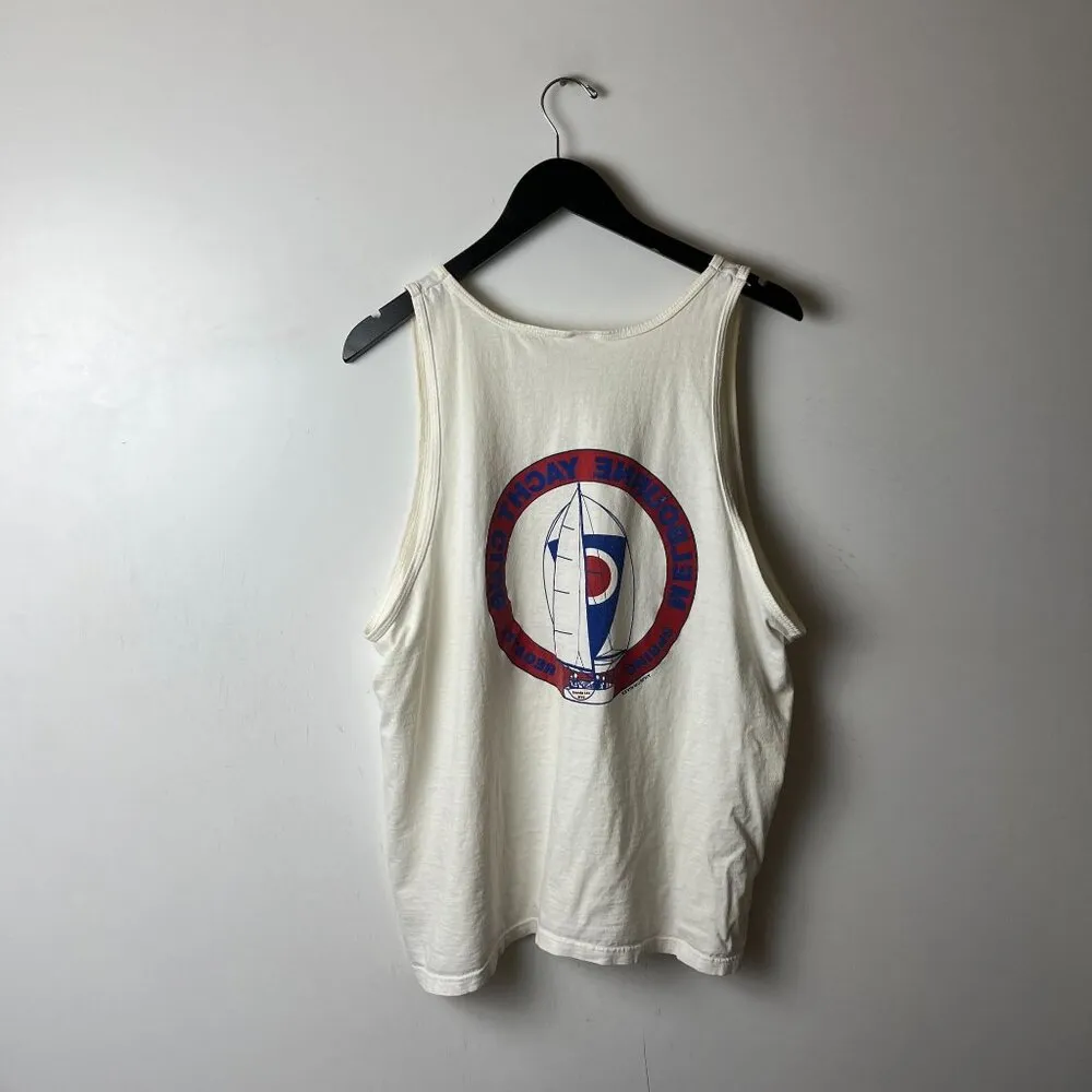 Distressed Vintage Melbourne Yacht Club Tank Top White Large L Spring Regatta - Image 15