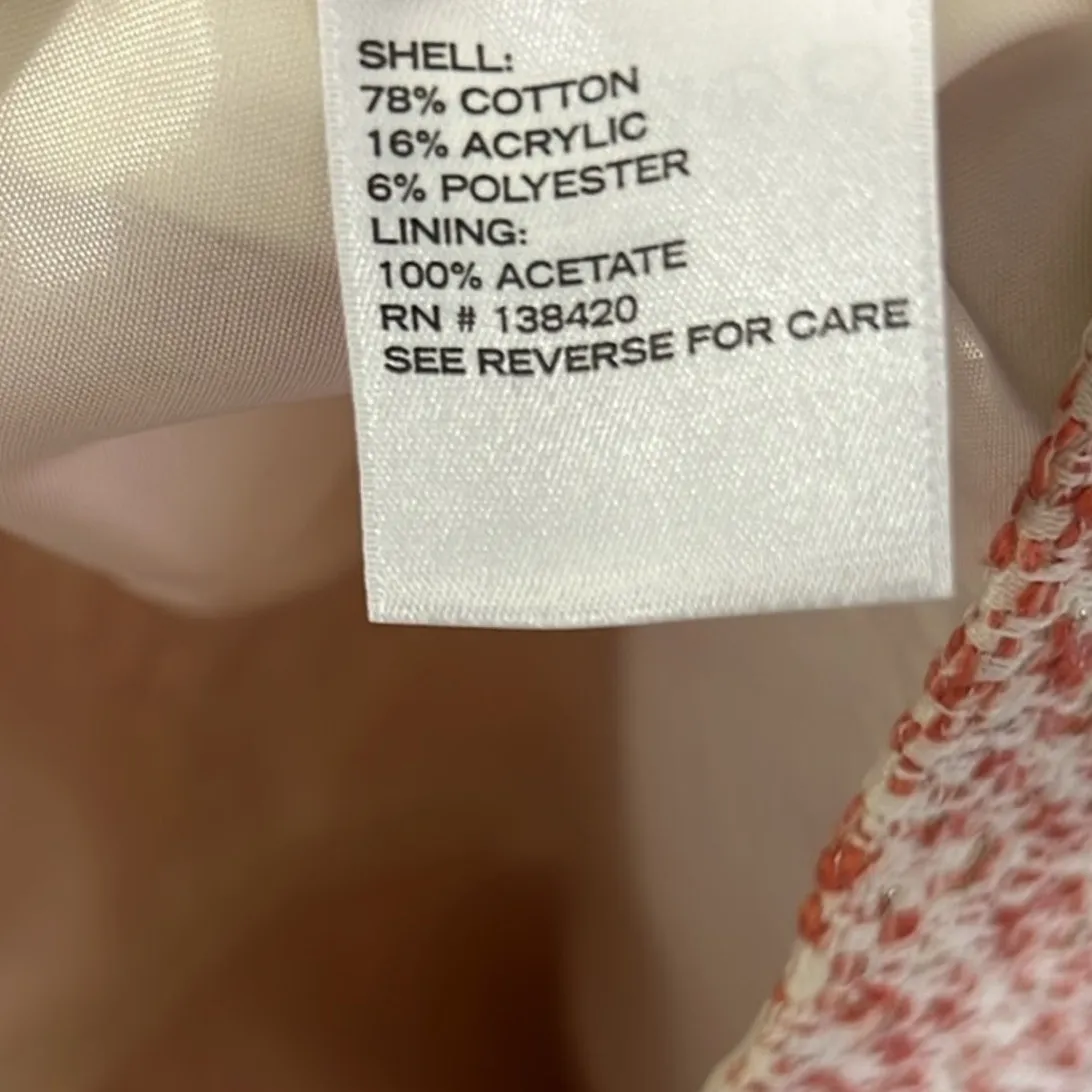 NWT Etcetera Skirt Womens 8 Red White Cotton Tweed Mini Metallic Old Money Twee - Image 6