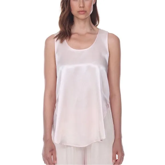 PJ Harlow Jackie Satin Camisole Blush‎ Pink Tank Top XS Silk Blend Pajama Lounge - Image 2
