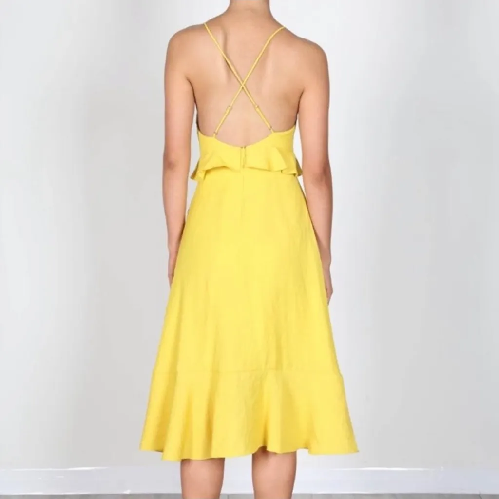Essue Flounce Yellow Midi Dress - Image 2